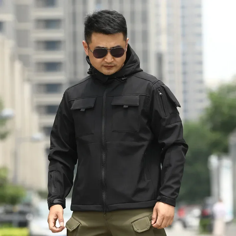 Men's Winter Waterproof TAD Shark Skin Feel Soft Shell Camouflage Winter Clothing Sports Outdoor Tactical Fleece Jacket