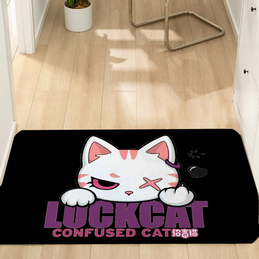 Luck Cat Things to the House Entrance Door Doormat Outdoor Front Door Mat for Hallway on the Floor Kitchen Foot Mat Customized