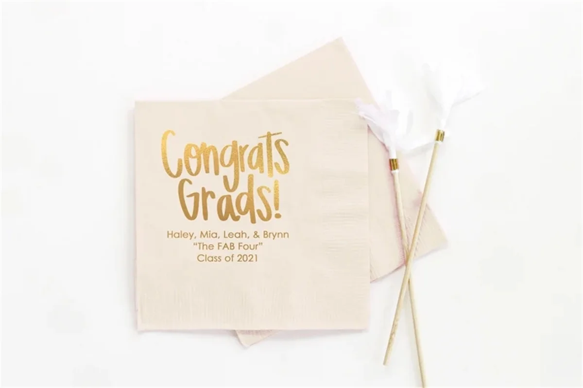 

50 PCS Personalized Graduation Napkins, 2024 Group Graduation Party Decorations - Cocktail, Luncheon, Dinner, and Guest Towels