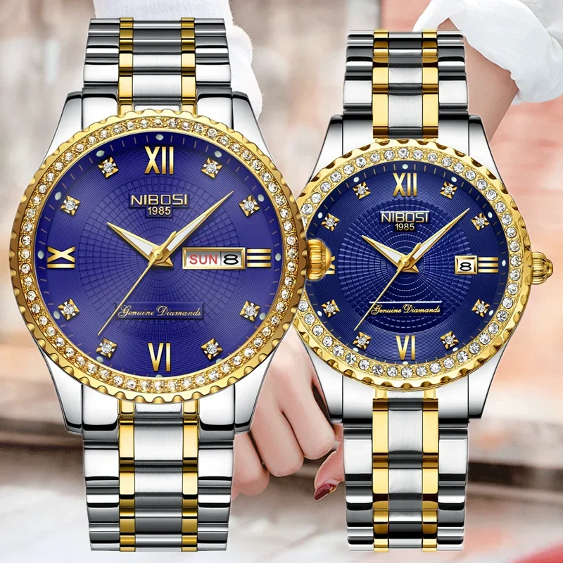 

NIBOSI Fashion Lover Watches Quartz Calendar Waterproof Luxury Couple Watch Men/Women Ladies Dress Men Clock Reloj Hombre Mujer