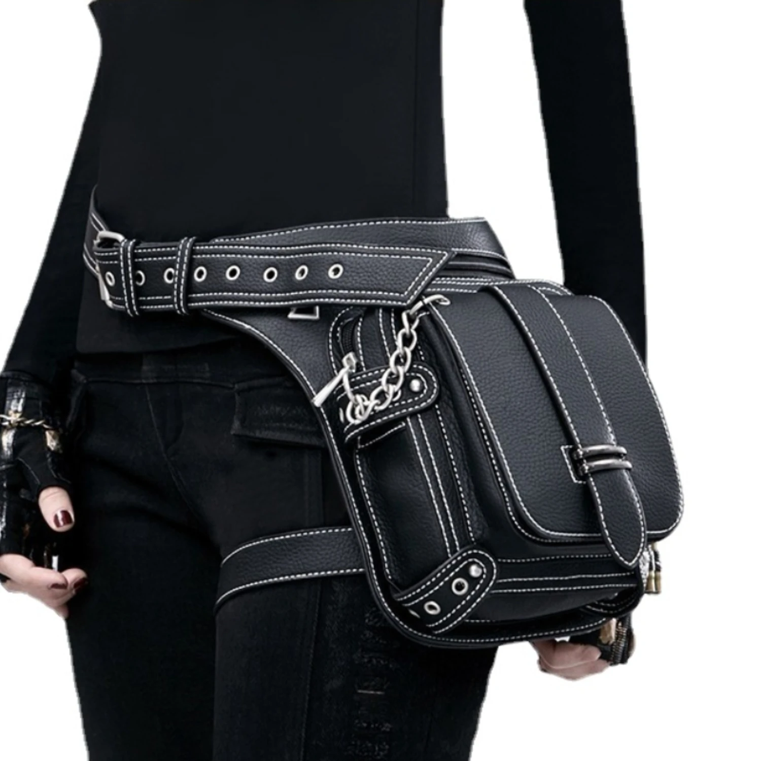 

Steampunk Thigh holster - Fashionable Gothic Waist Bag - Durable PU Leather, Multifunctional, Adjustable Drop Leg Fanny Pack for