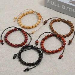 Adjustable Wooden Beads Beaded Bracelet for Men and Women Souvenir Gifts Strand Bracelets Hand Rope Accessories Vintage Jewelry