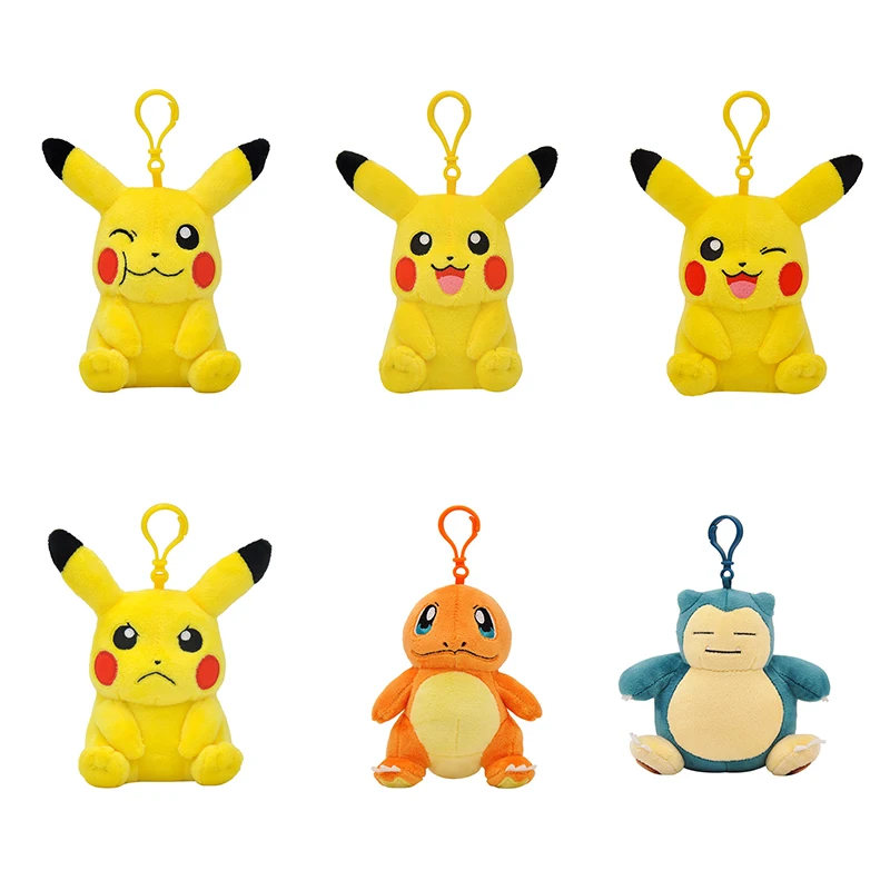 Pikachu Plush Keychain Cartoon Toys Charmander Psyduck Squirtle Snorlax  Doll Kids Kawai Toy Gift 12Cm