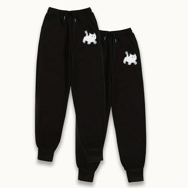ชุดเซ็ท 2 ชิ้น เสื้อผ้าผู้หญิงลายแมวน่ารัก กางเกงจ็อกเกอร์สีพื้น กางเกงลำลองใส่สบายสำหรับฤดูใบไม้ร่วงและฤดูหนาว แฟชั่นสปอร์ต กางเกงขายาว 2 แพ็ค