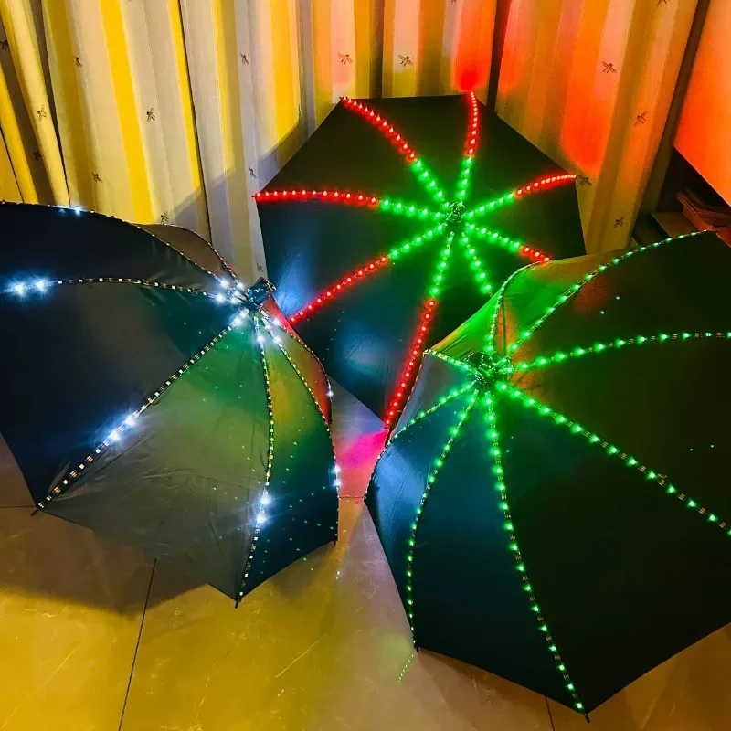 Colorful LED Light Umbrella Variety of Modes Light Bar Party Festival Performance Creative Supplies Props Umbrella Show Shooting