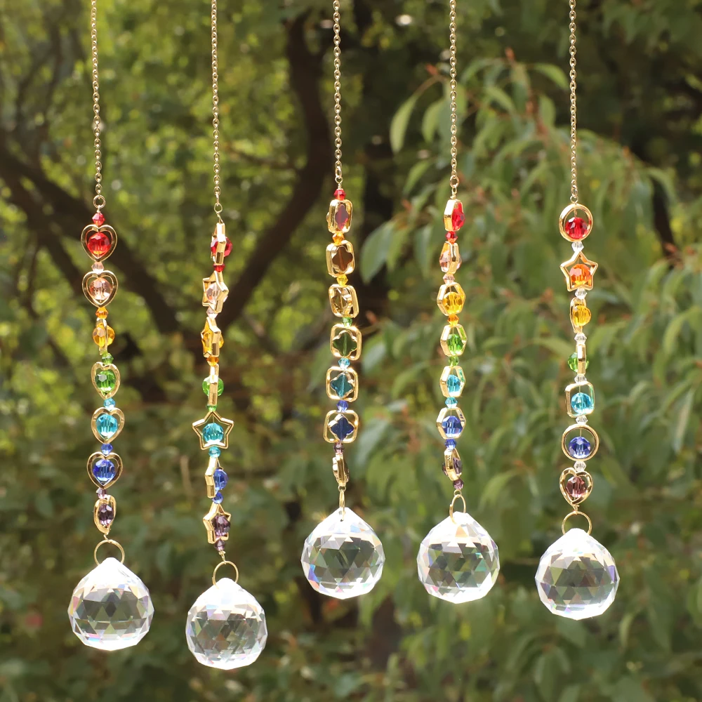 Chandelier Hanging Sun Catchers Crystals Glass Icicle Prisms Mobile Meditation Suncatcher Rainbow Maker (Rainbow and Fantasy)