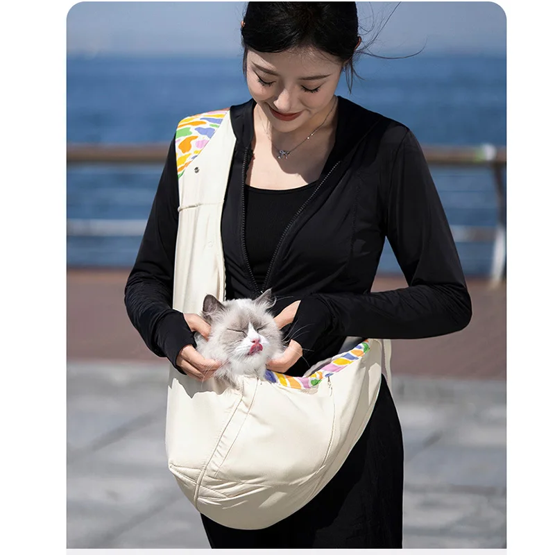 

Dogs Sling Single-shoulde White Bag Superwoven Cotton Puppy Bicycle Moving Front Bag Basket for Cat Carrier Pet Travel Holder
