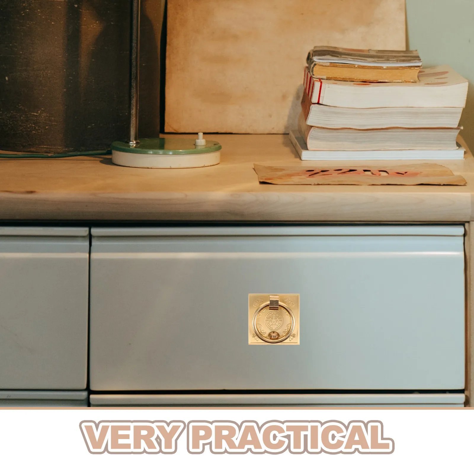 Vintage Brass Drop Ring Handle for Cabinet & Drawer – Thickened Cloud Pattern Knob