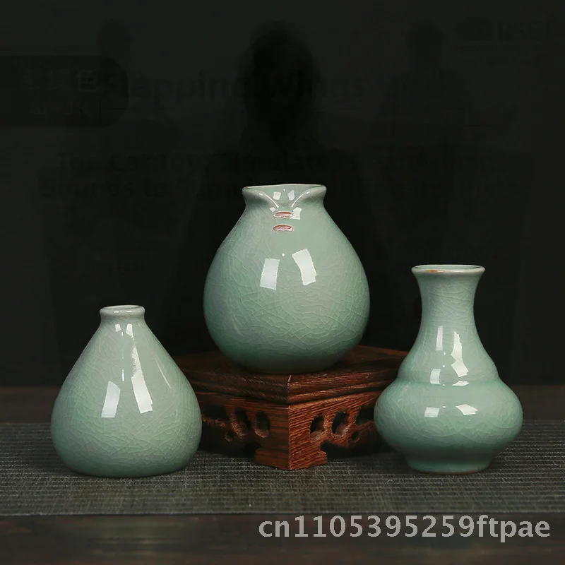 Creative Mini Ceramic Vase Color Glaze Hydroponic Green Plant Germ Kiln Flower Arrangement Aromatherapy Bottle for Home Decor
