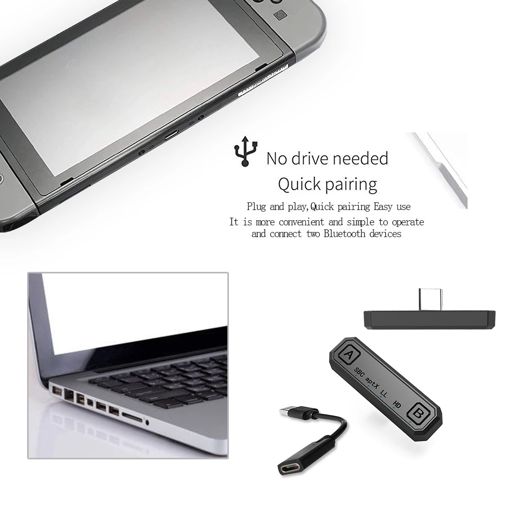 Nuovo - Trasmettitore wireless adattatore audio Bluetooth 5.0 di tipo C CSR5.0 per interruttore PS4