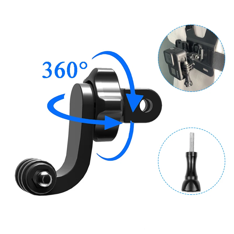 360° Vertical Bracket Adapter For GoPro Hero 11 10 9 8 DJI Action Camera Motorcycle Helmet Chest Strap Mount Universal Accessory