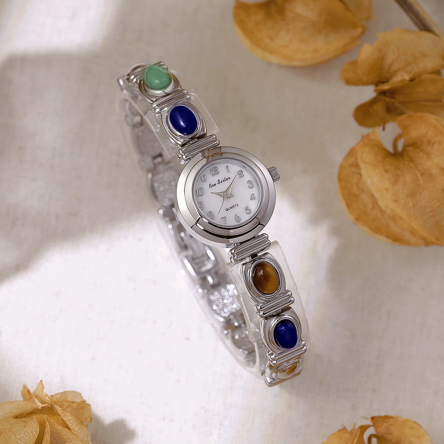 ساعات عصرية للنساء عالية الجودة فاخرة من اللازورد الطبيعي أساور اليشم كوارتز ساعات المعصم النسائية هدية للسيدات