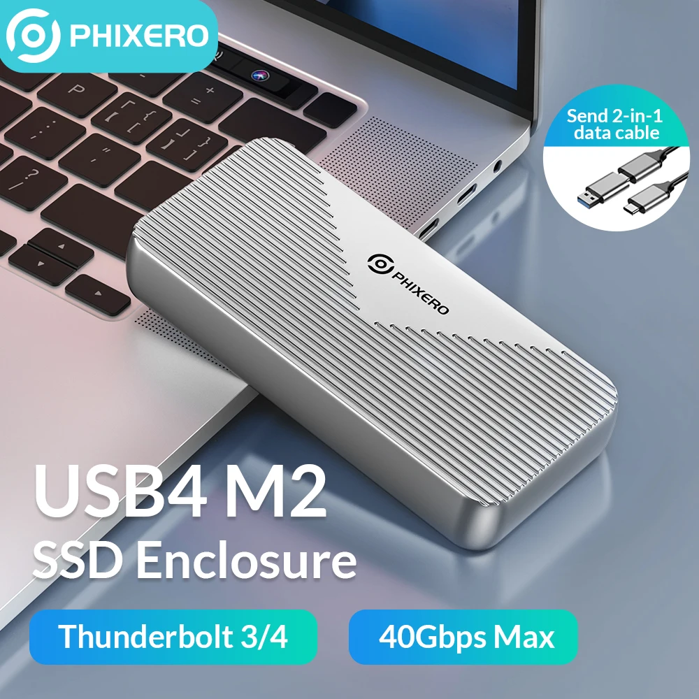 -$40CODE【PHIX40】Phixero Thunderbolt 3/4 Usb4 Nvme Ssd Behuizing 40Gbps Pcie3.0 Aluminium M.2 Ssd Case Compatibel Met Usb3.2 Usb 3.1 3.0 Type-C