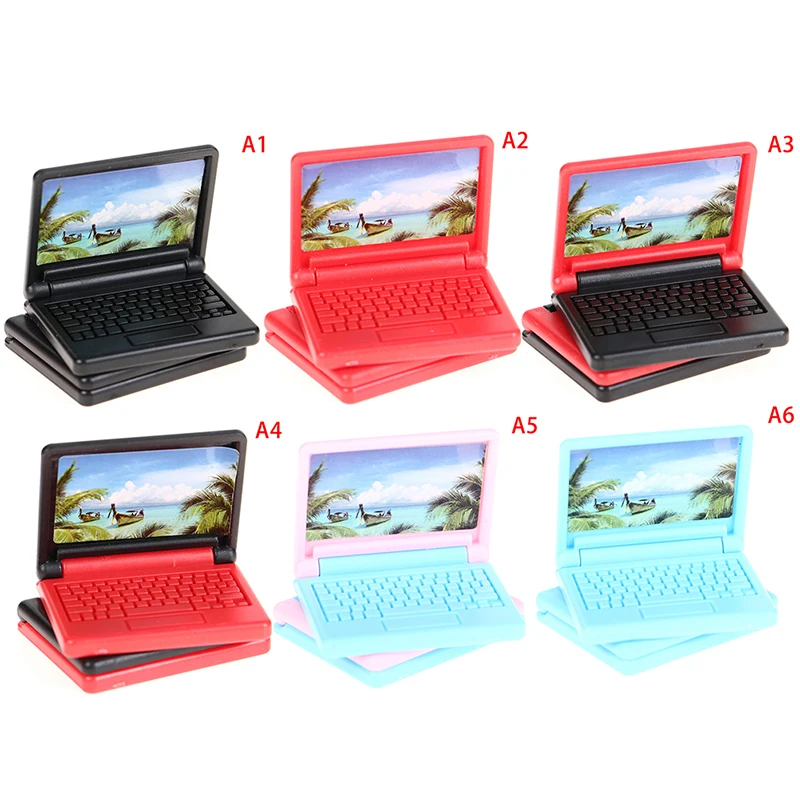 Mobili per computer moderni in miniatura per casa delle bambole creativa da 2 pezzi per giocattoli per bambini