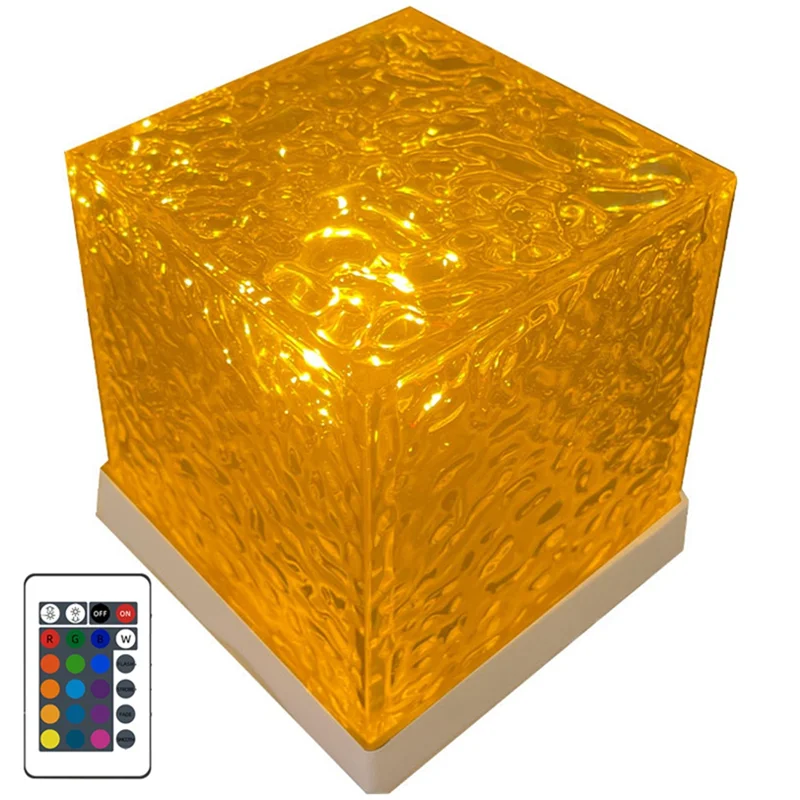 F-3C 3D Dynamic Water Ripple Projector Lamp 16-Color Crystal Night Light With Remote Control For Bedroom, Living Room Study Dura