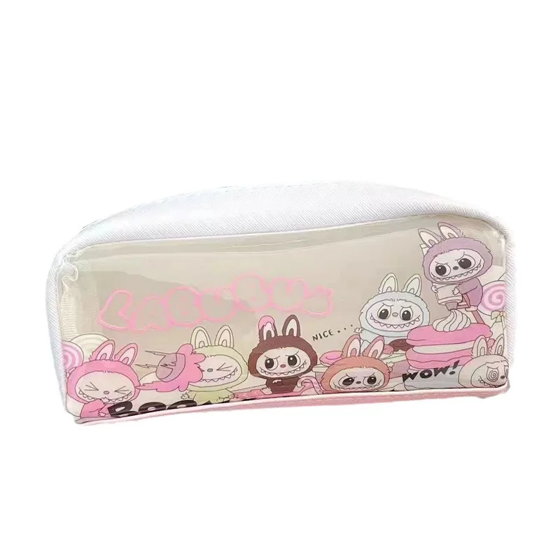 New Labubu Pencil Bag Transparent Cartoon Large Capacity Pencil Case Stationery Storage Bag School Supplies Starter's Gift