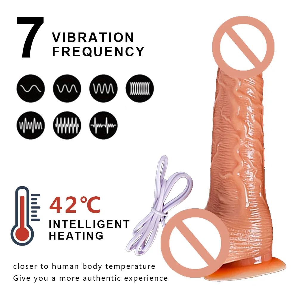 Realistic Dildo Vibrator Big Penis Telescopic Heating Silicone Female Dildos for G Spot Anal Stimulation Vibrators for Women 18