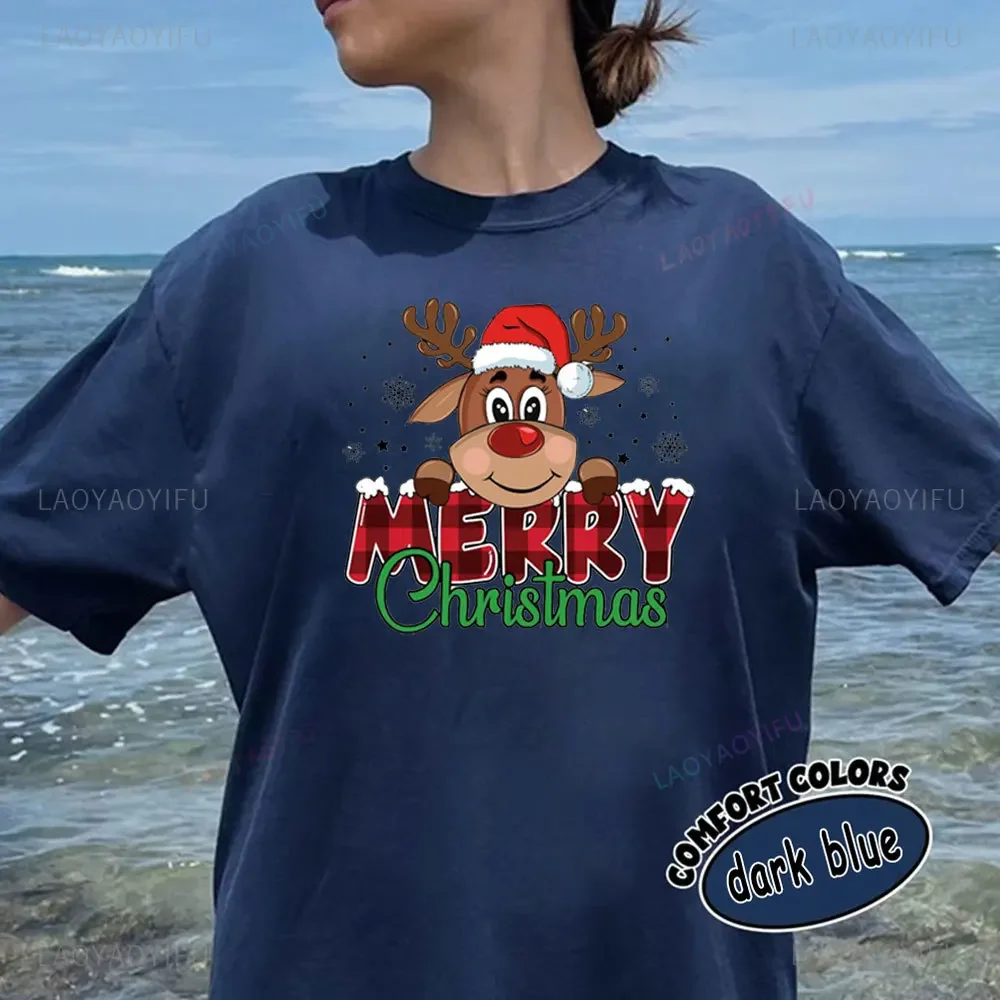 عيد ميلاد سعيد موس الرسومات تي شيرت المرأة عيد الميلاد قمصان مضحك عيد الميلاد بلايز موضة Harajuku Kawaii تي شيرت Y2K الملابس