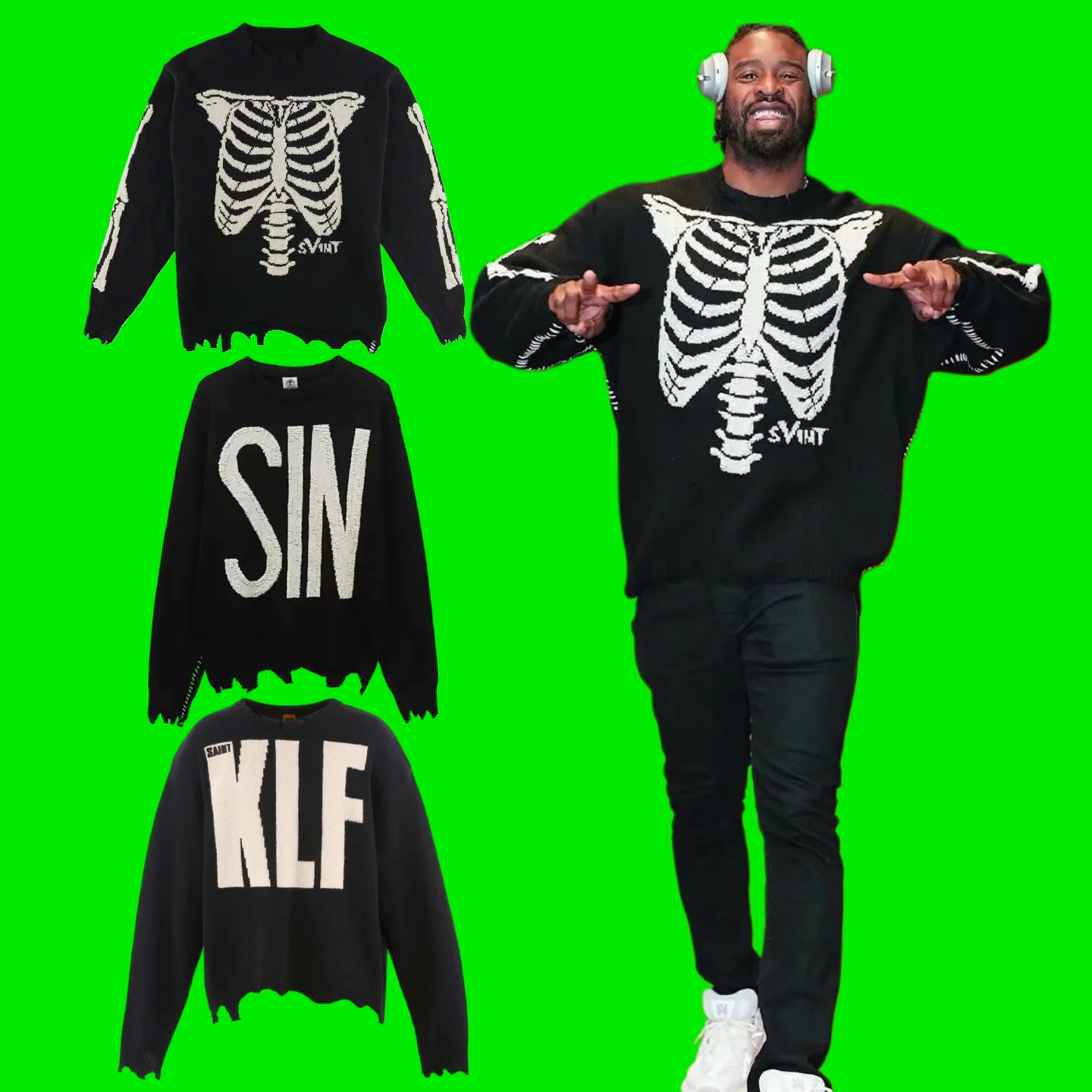 

American Sle Loose Men's Knitted Sweater High Street Sle Hole Design Cotton Blend Fabric Long Sve round Ne Warmth Cl...