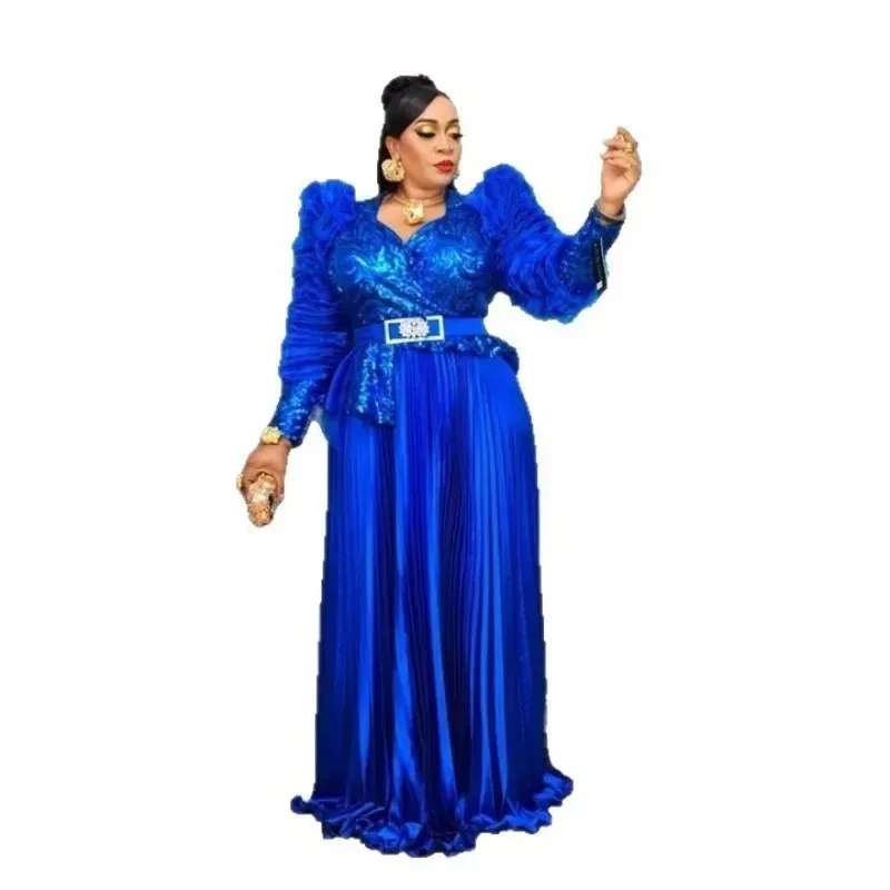 

2025 Plus Size Evening Dresses for Women African Luxury Solid Gown Elegant Wedding Party Long Dress Ankara Ladies Clothing