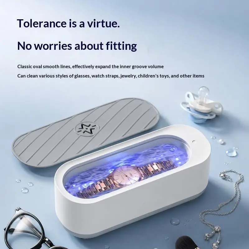 Ultrasonic Denture Cleaner Dual USB Rechargeable Battery Powered Portable Cleaning Machine for Glasses Jewelry Home - view 2