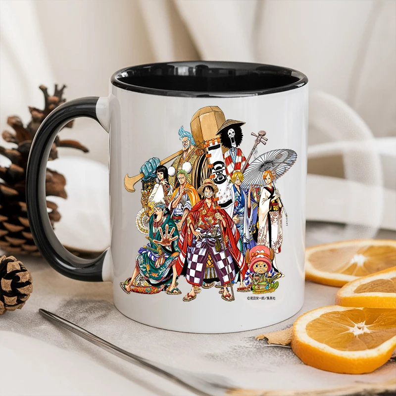 11oz anime uma peça chopper luffy dos desenhos animados criativo sanji brook bonito caneca de cerâmica kawaii escritório café leite xícara de chá presentes masculino