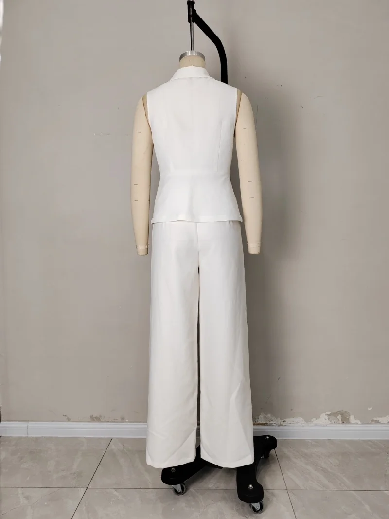 Elegante 2-teilige Sets Frauen Outfit Sommer Kleidung Frauen Ärmelloses Dünnes Top Breite Bein Hosen Sets OL Stil Trainingsanzüge Frau Sets