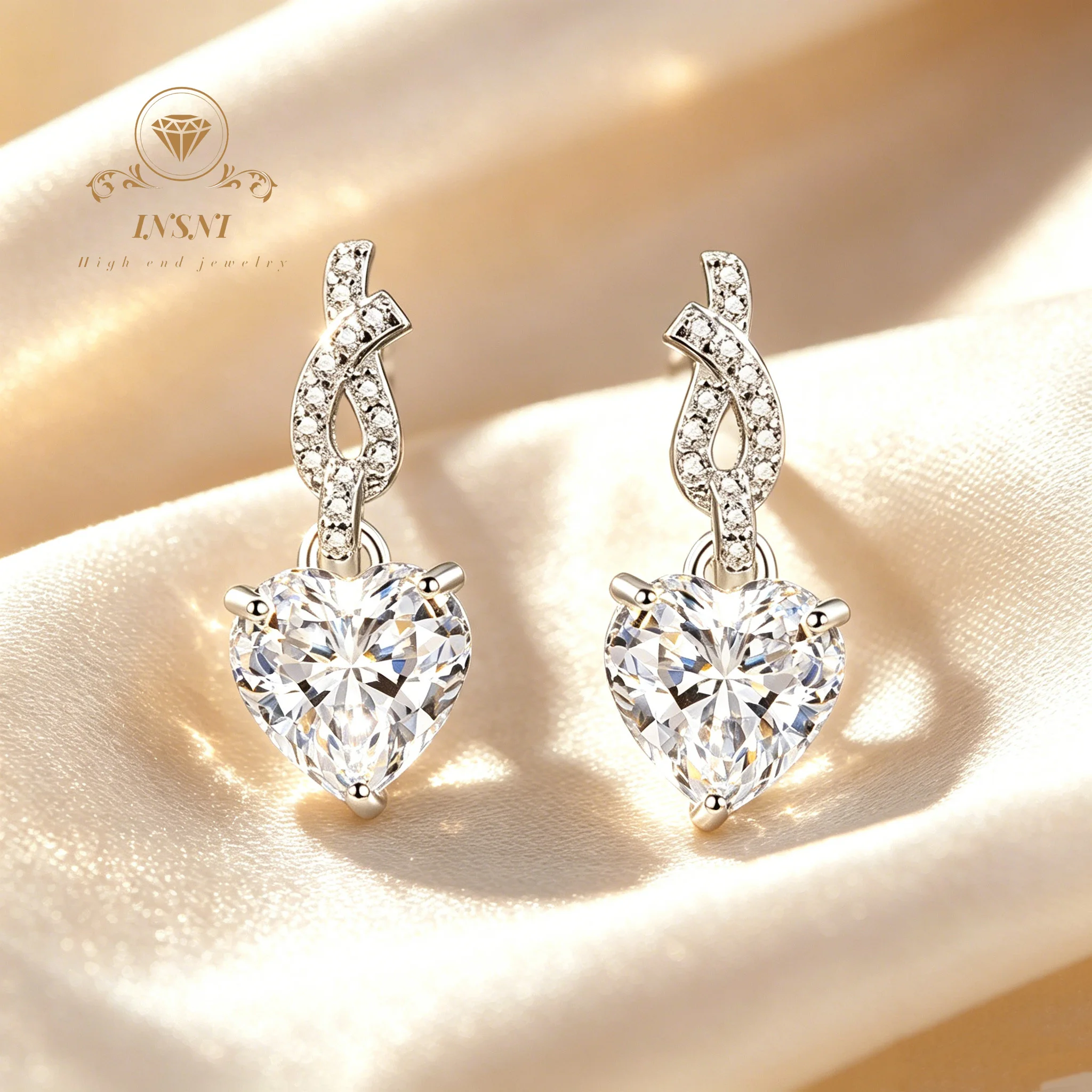 S925 Sterling Silver Moissanite Stud Earrings Women's Love Earrings Fresh and Sweet Daily Affordable Light Luxury Jewelry Gift