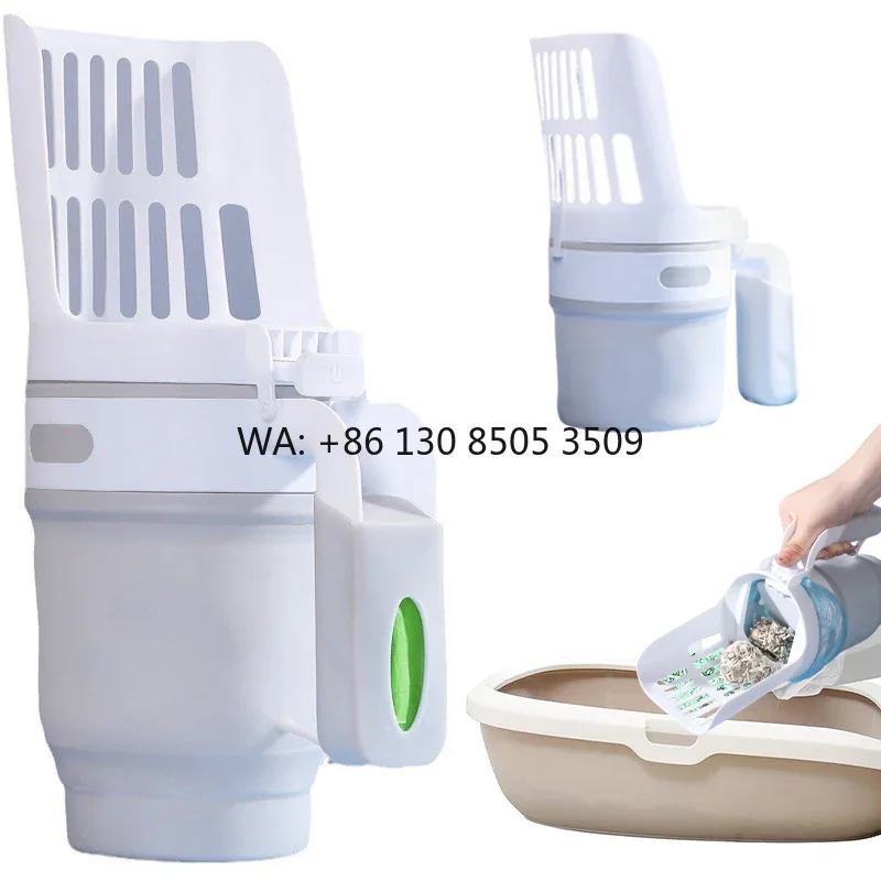 2 in 1 Cat Scooper with Bag, Plastic Foldable Deep Cat Sand Shovel Cat Scoop