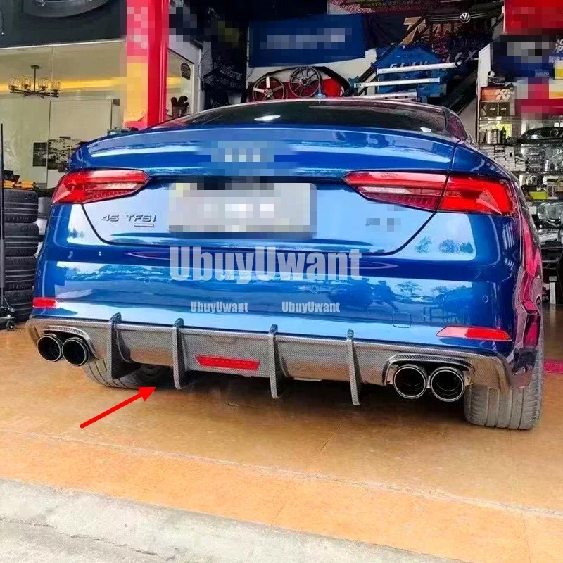 For Audi A5 S line S5 SPORT 2017 2018 2019 Carbon fiber rear bumper rear lip diffuser Exhaust plate separator view 5