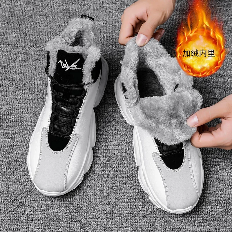 Winter Men Boots Running Boots Fashion Outdoor Jogging Sports Shoes Cushioning Sneakers Black Basket Footwear ANKLE Cotton Shoes