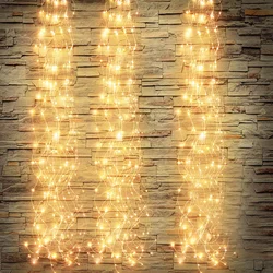 Nuevo 100/200LED alambre de cobre árbol vid cascada cadena de luces DIY guirnalda de Navidad luces de hadas para fiesta boda decoración de vacaciones