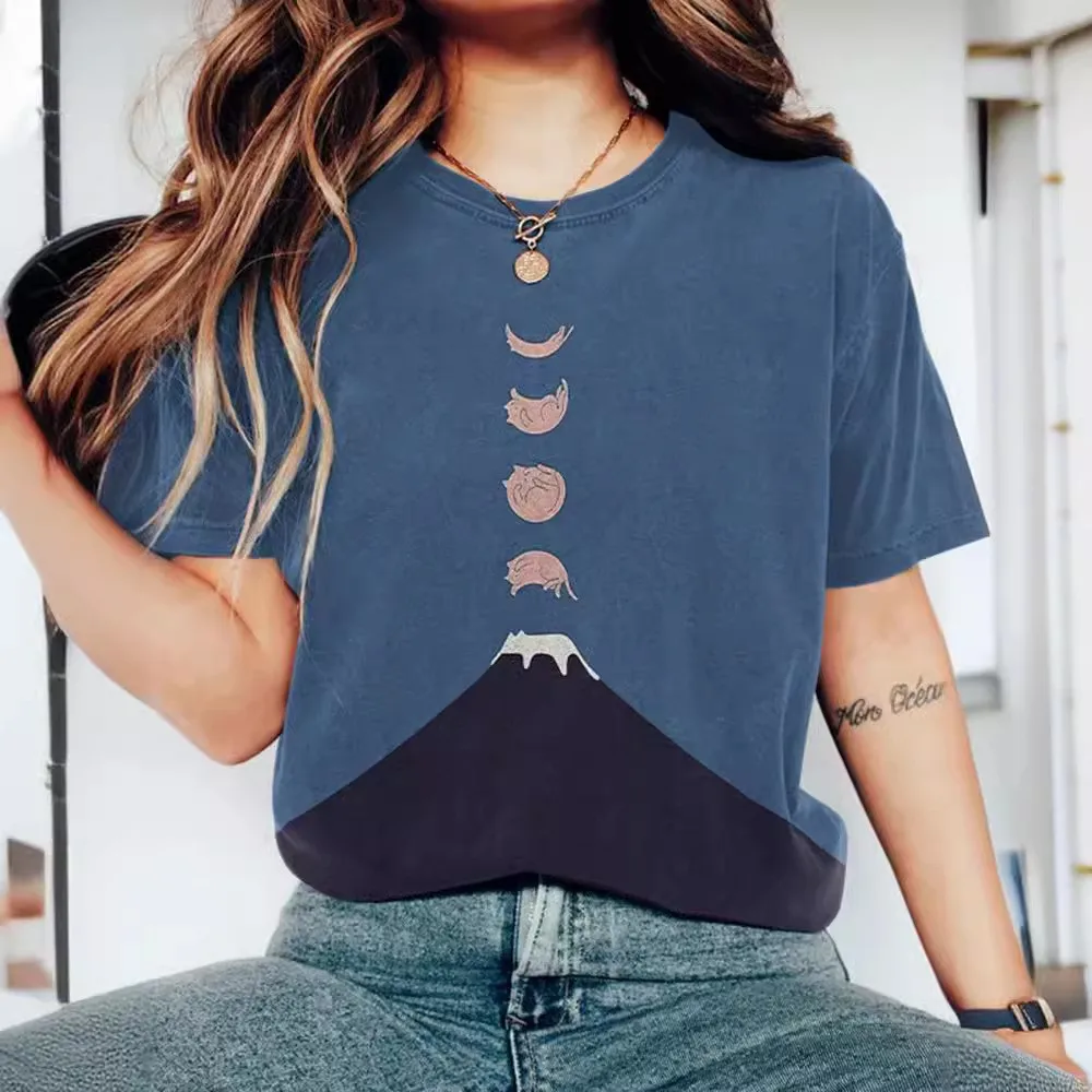 

Летняя круглая футболка Ne с принтом, женская удобная футболка большого размера с цифровым 3D-эффектом, весна Faion Commute Sle ort Sve