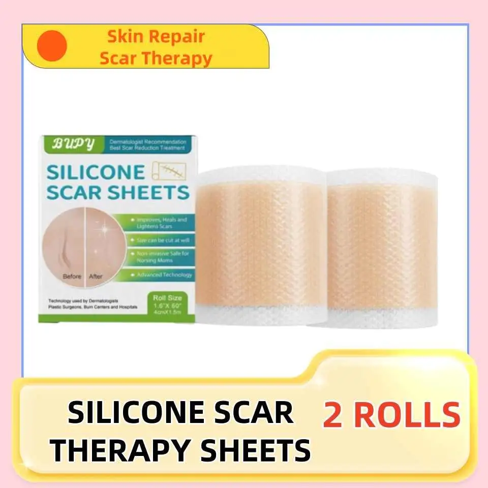 2Rolls Silicone Scar Sheets Skin Repair Patch Removal Self-Adhesive Stretch Mark Tape Therapy Patch Burn Acne Scar Skin Care