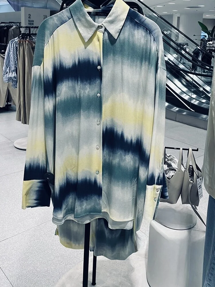 Summer New Vintage Loose Long Sve Dyed irt Women's Versatile Casual irt Regular Length Classic Collar Other 00%