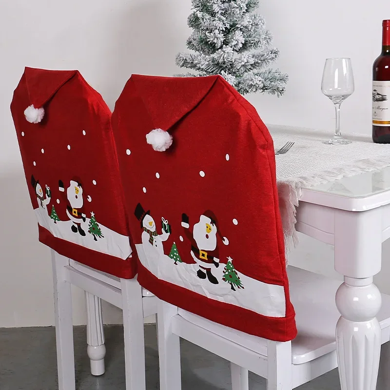 Weihnachten Santa Claus Schneemann Stuhl Abdeckung rot Druck Hocker Restaurant Dekor für Home Party Ornamente