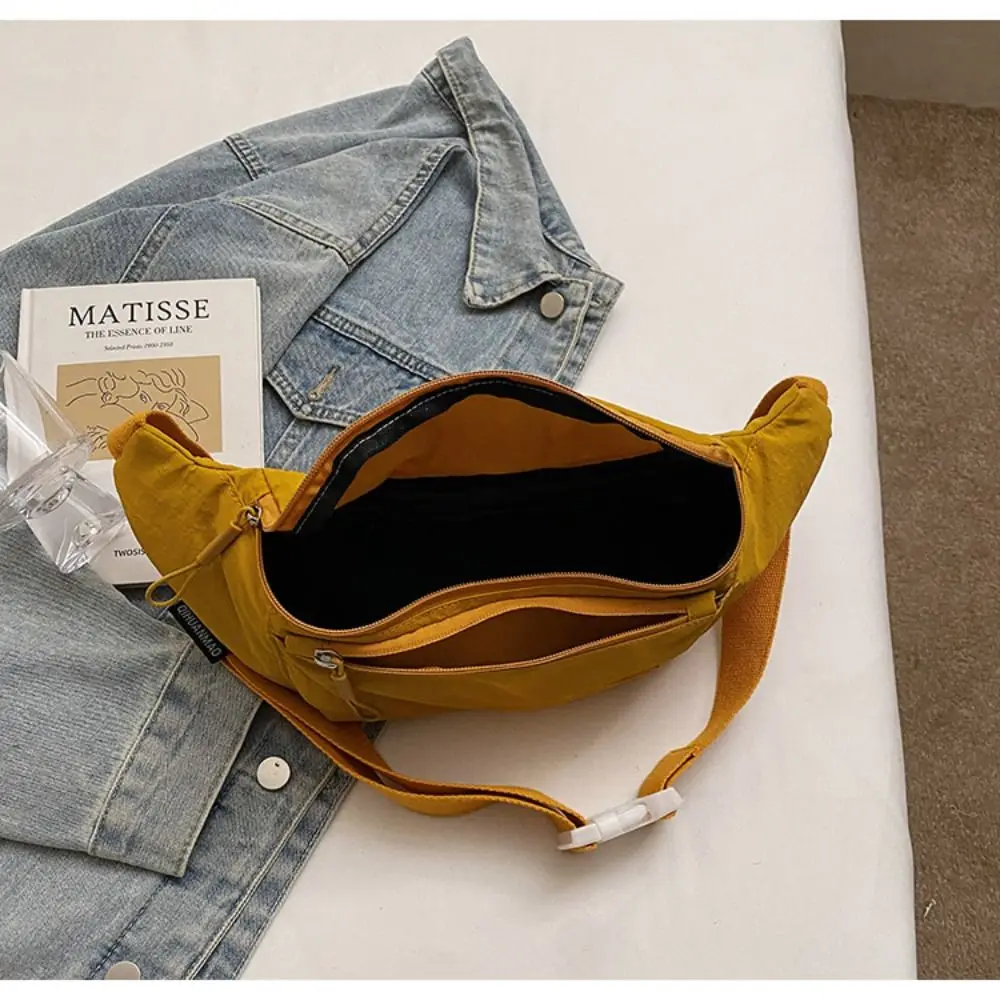 

Простая однотонная нейлоновая поясная сумка-бананка в корейском стиле, вместительная тканевая нагрудная сумка для спорта