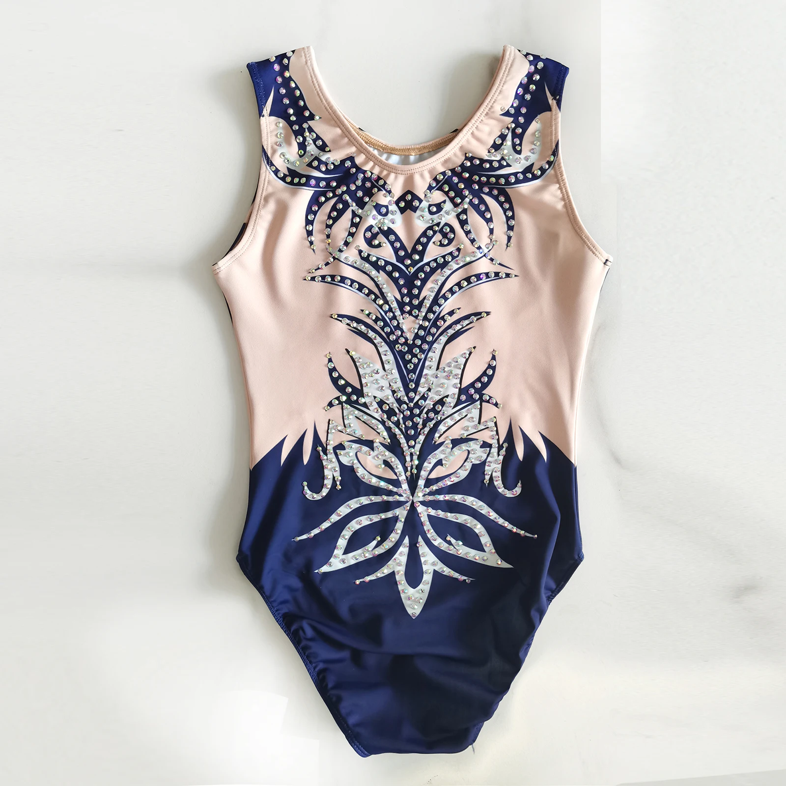 LIUHUO Customized Rhythmic Gymnastics Leotards Girls Women Navy Blue Diamond Inlaid Dance Wear Competition Unitards