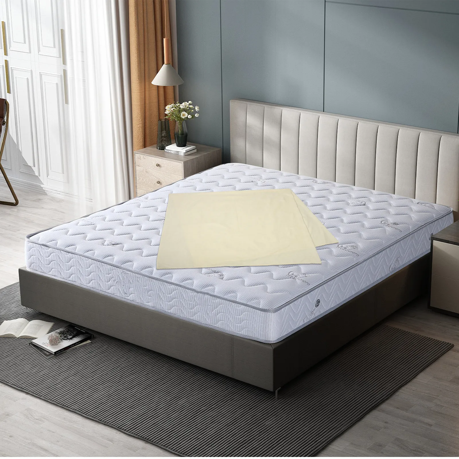 Light Yellow Polyester Microfiber Flat Sheet 250x230cm – Soft, Breathable, Machine Washable, All-Season
