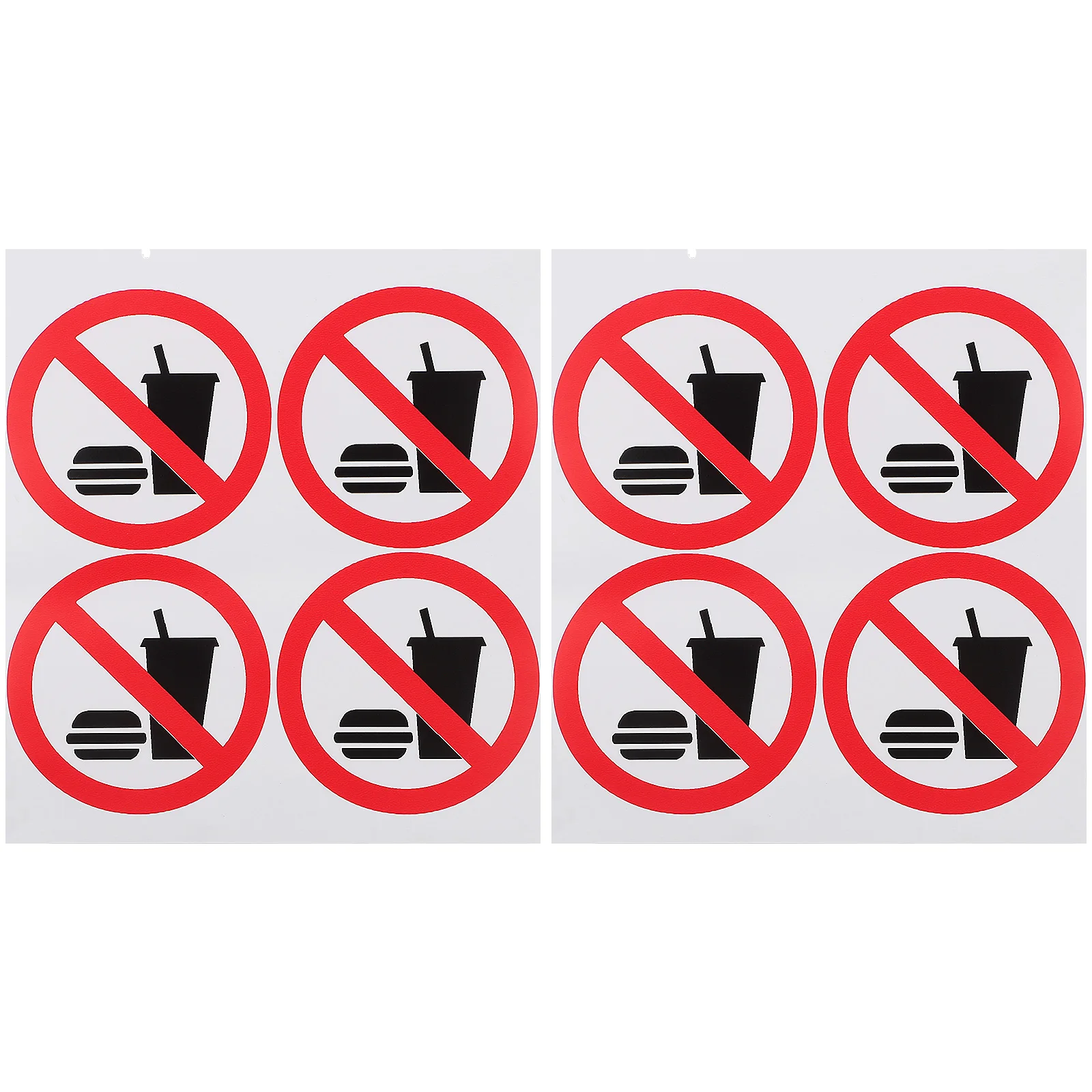 4 Pcs No Eating Drinking Stickers PVC Indoor Store Signs Warning Labels Door Poster Traffic Safety
