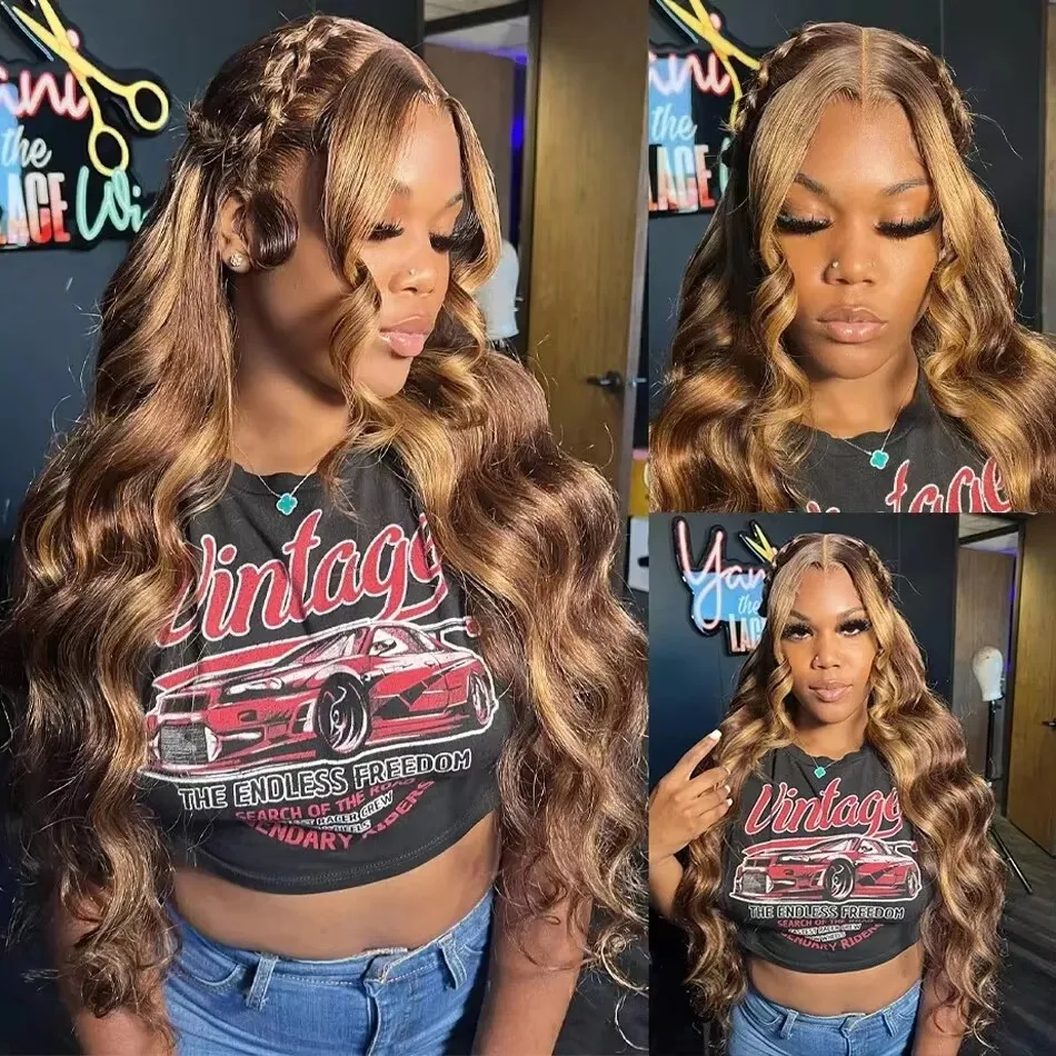 Body Wave Ombre Colored 13x6 HD Lace Frontal Wig Highlight Glueless Wigs Human Hair Ready To Wear And Go Preplucked For Women