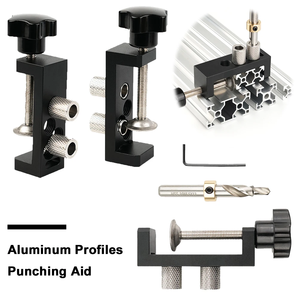 Aluminum Profile Punching Auxiliary Tool for 2020 2040 3030 3060 Series Aluminum Profiles Jig Guide Drilling Positioning Clamps