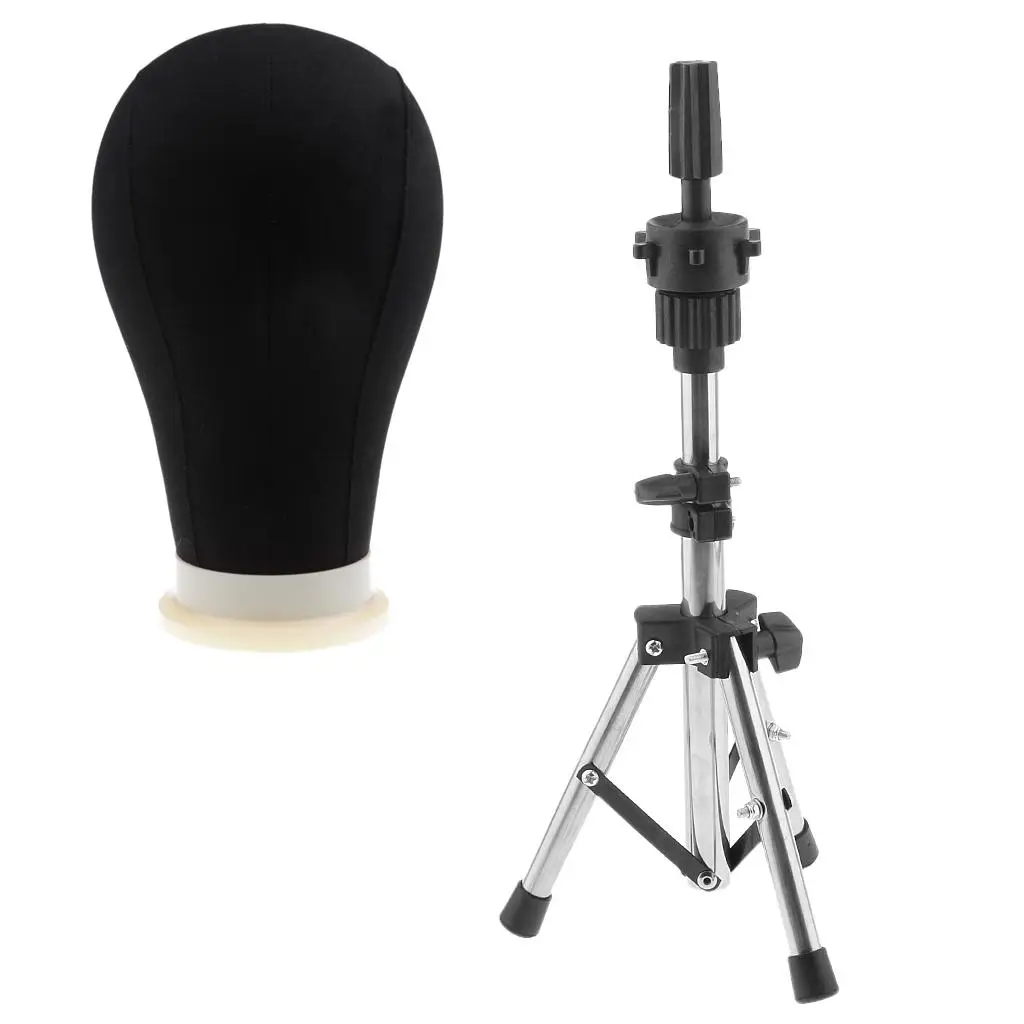 رأس عارضة أزياء من القماش لصنع الشعر المستعار مع مشبك حامل وحامل عرض متين لصالونات التجميل وتصفيف المنزل