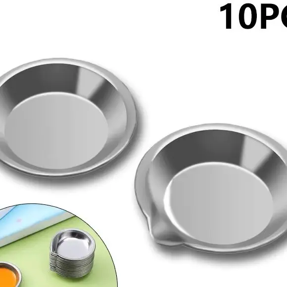 

10pcs Round Paint Tray Paint Mixing Palette Tray Stainless Steel Small Suitable for Mixing of Various pigments
