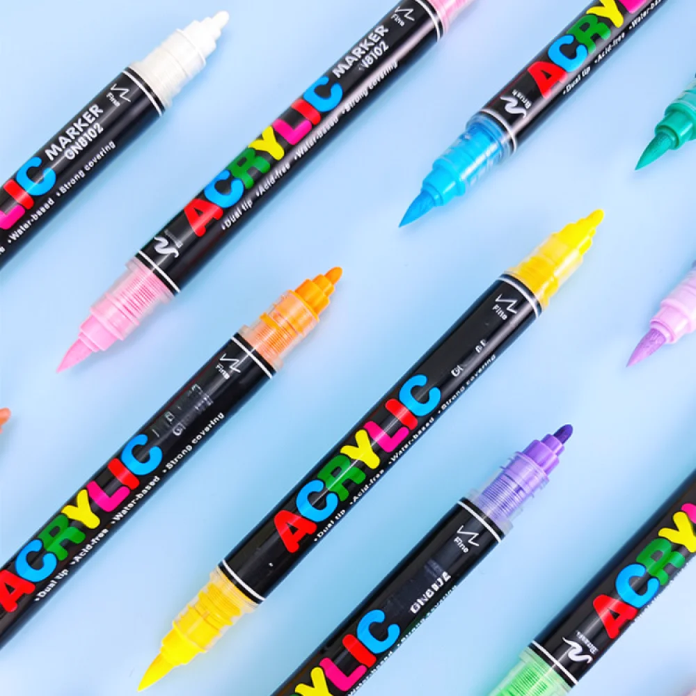 For Guangna Dual Tip Acrylic Markers Liquid Ink Pens Set Professional Art Drawing Stationery Painting Illustration Tools
