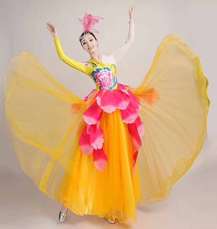 Spanish Bullfight Belly Dance Dress Skirt Long robe Flamenco fille Skirts yellow Flamenco Dresses For Women Girls