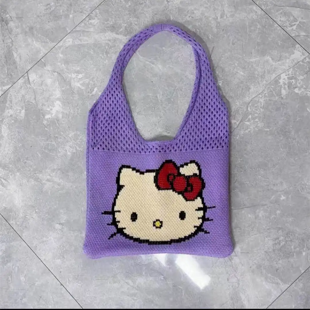 hanfuny-hollow-knitted-women's-hellokit-pink-armpit-net-bag-oulder-bag-tote-bag-korean-sle-commuting-personali