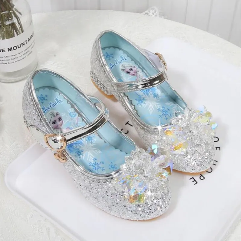 Fashion Elsa Princess Girl Shoes Frozen Cartoon Dress Shoes For Girls Fashion Party Shoes With High Heels Christmas Gift