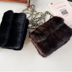 Mink Fur Bag Women's Plush Shoulder Bags Fashion Designer Luxury Crossbody Bag Autumn Winter Chain Underarm Bag High End Bag