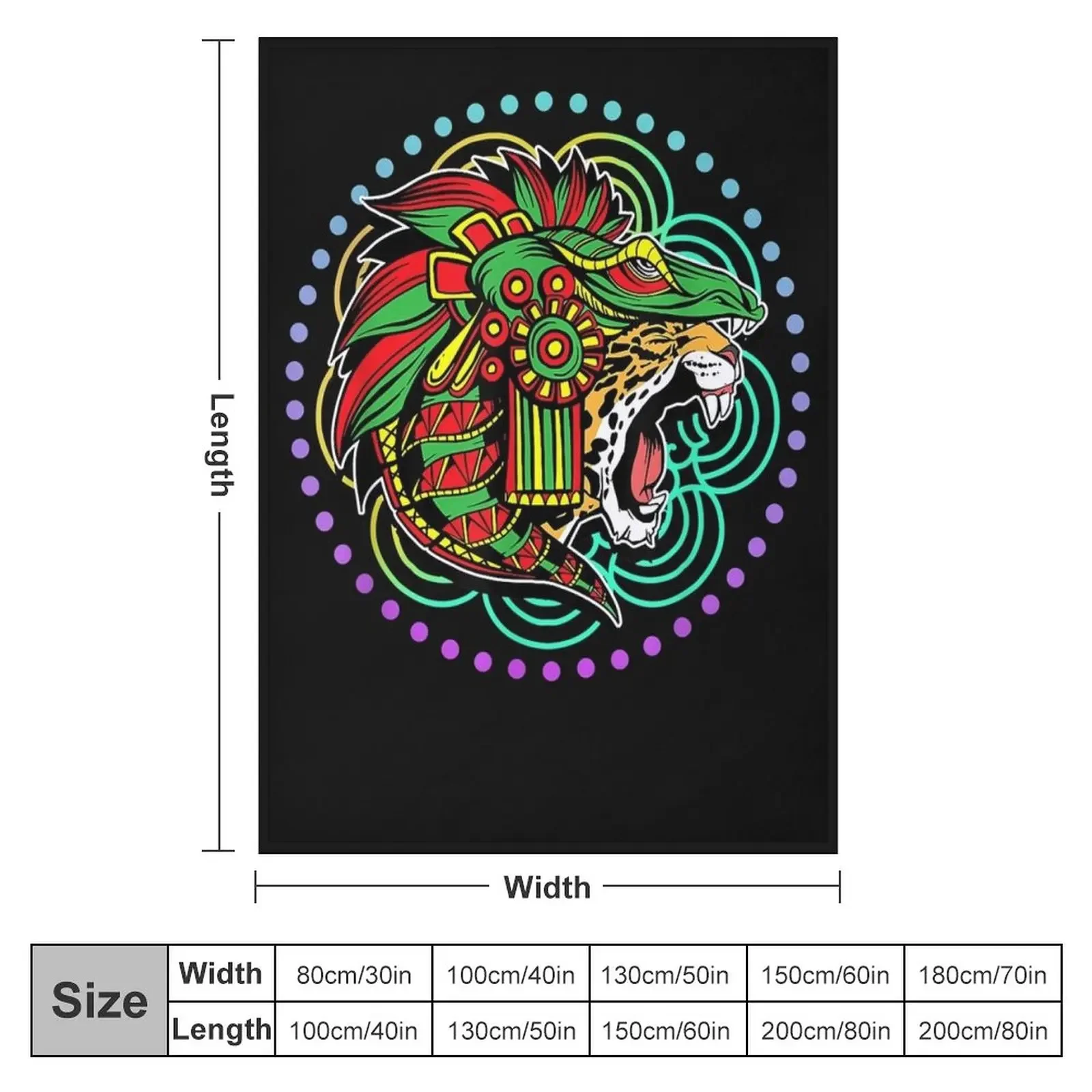 Aztec Jaguar Ancient Warrior Native Mexican Mythology Throw Blanket Vintage Bed Blankets